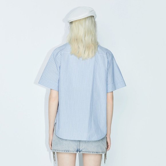 Blue striped shirt with short sleeves - Picture 4 of 4